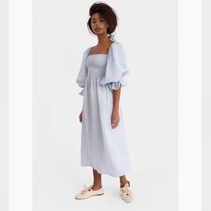 Sleeper Atlanta Linen Dress in Blue Gingham